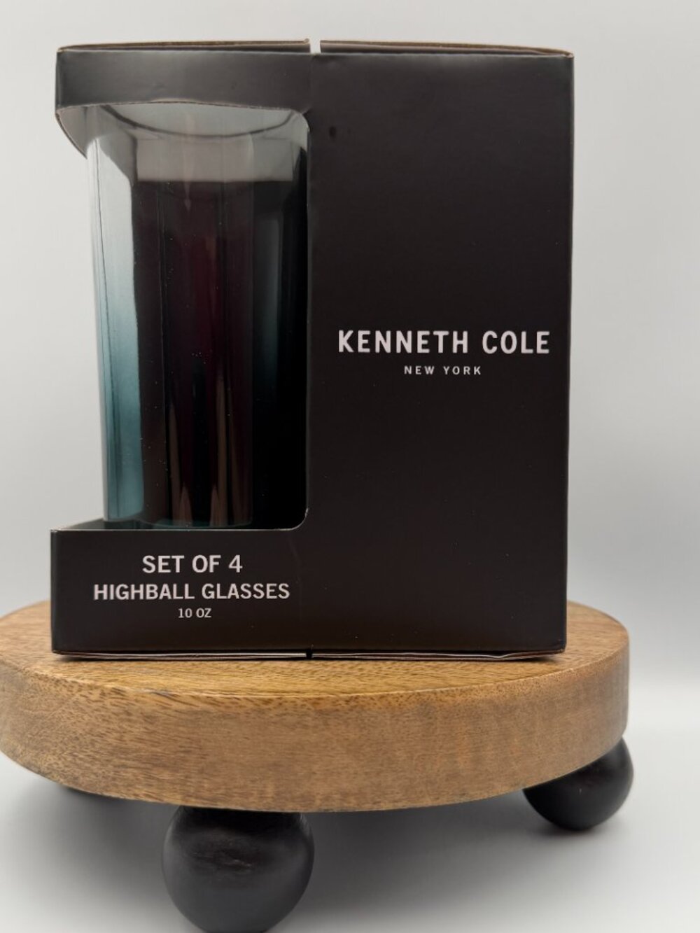 Kenneth Cole Highball Glasses Set of 4 Smokey Gradient 10 Oz NIB - Picture 6 of 10